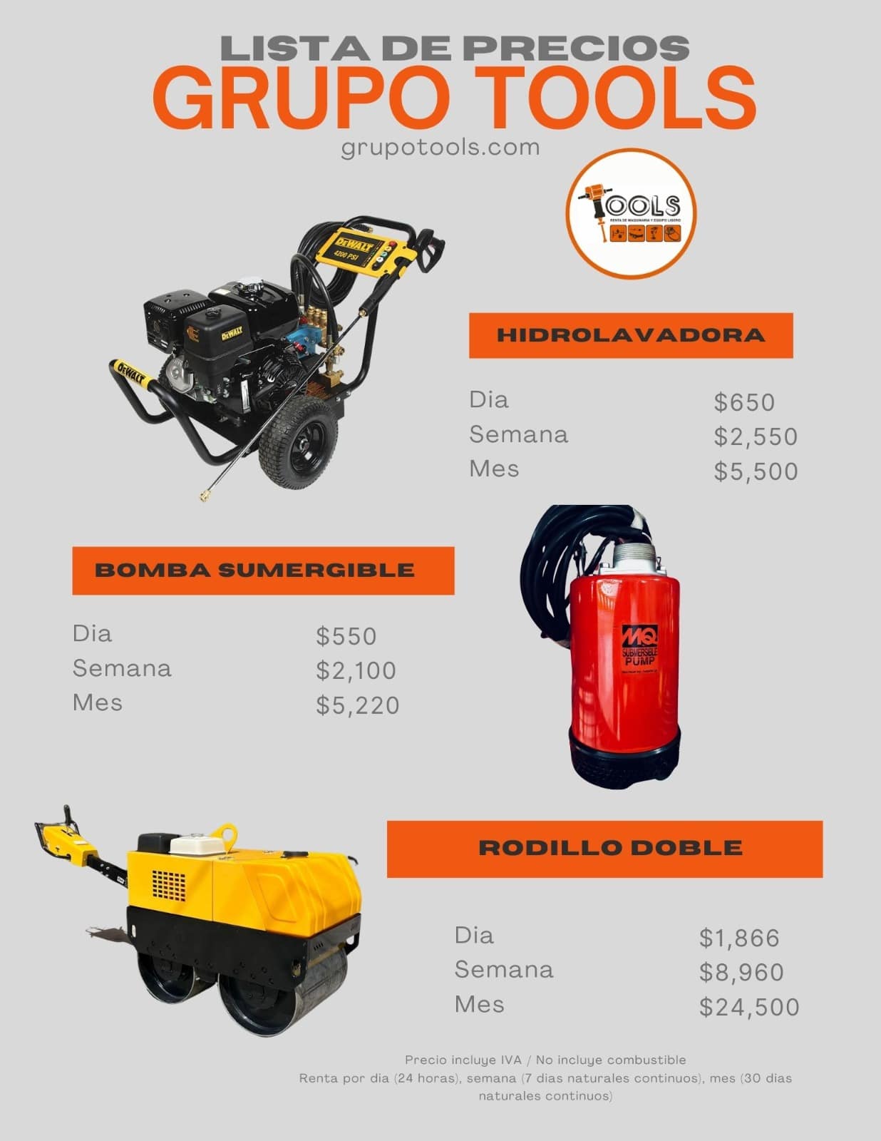 Renta de Maquinaria Ligera precios Toluca 2025