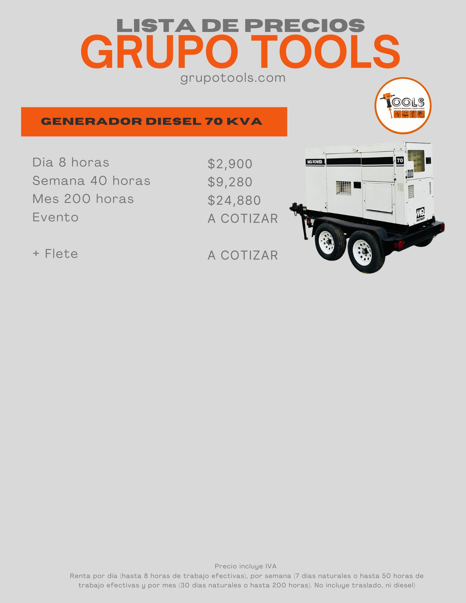 Precio de Renta de Generador Diesel en Toluca, ideal para industria, construcción o eventos