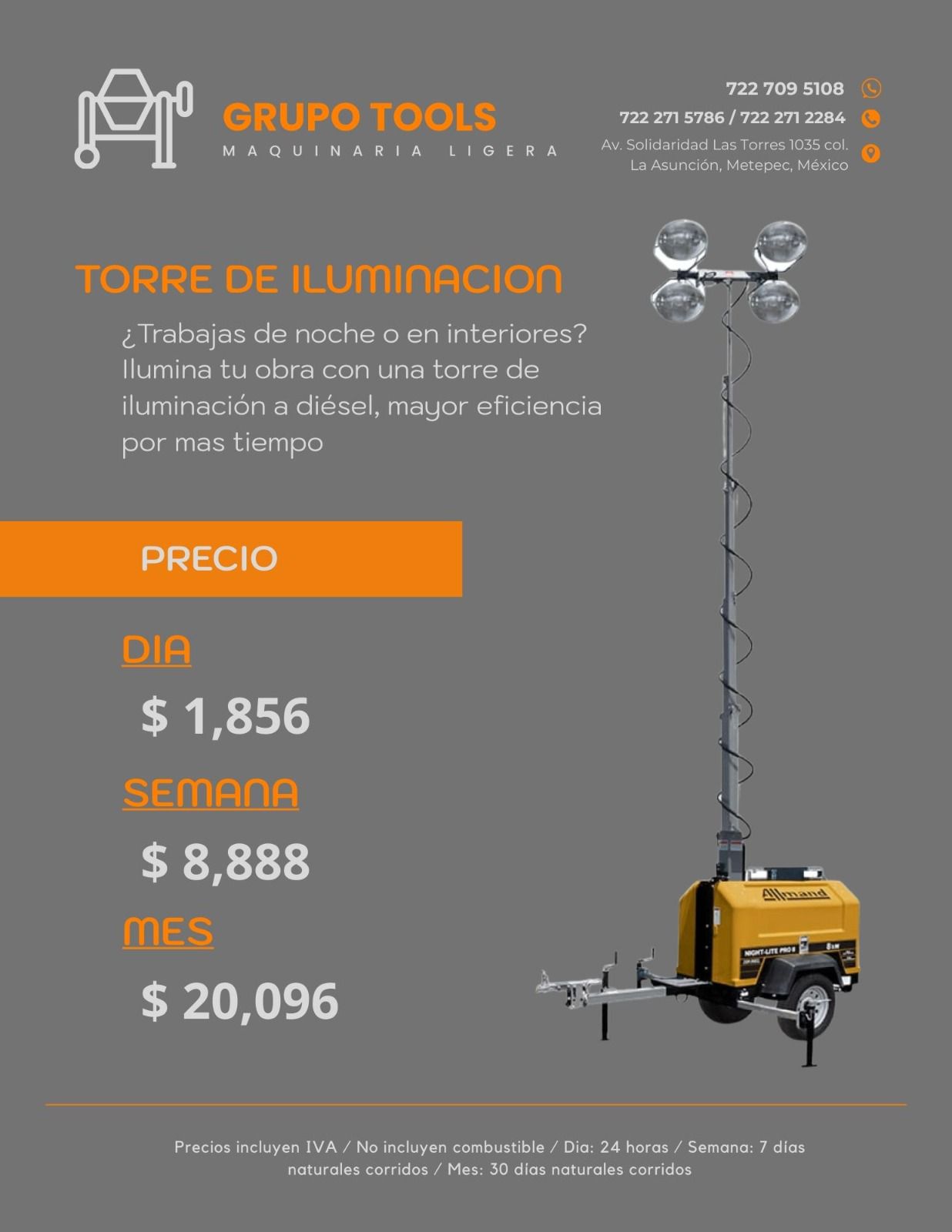 Precio de Renta de Torre de Iluminación