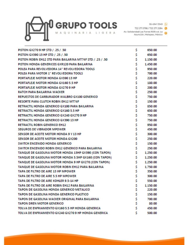 refacciones para motores a gasolina