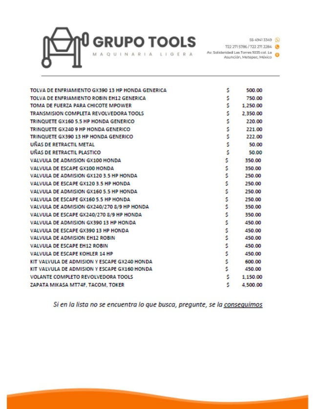 refacciones para maquinaria para construcción