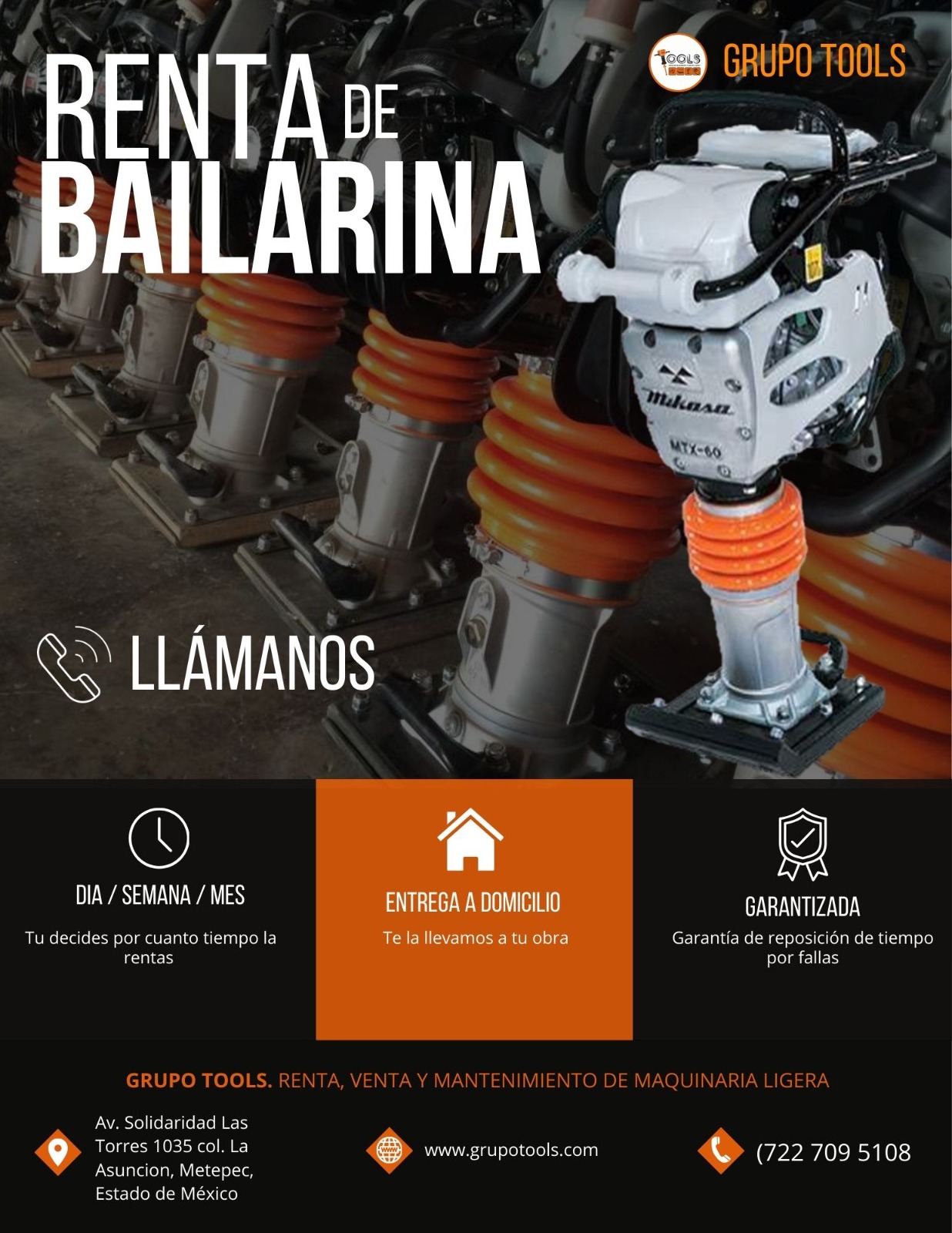 Conjunto de equipos de compactación bailarinas para ser rentadas