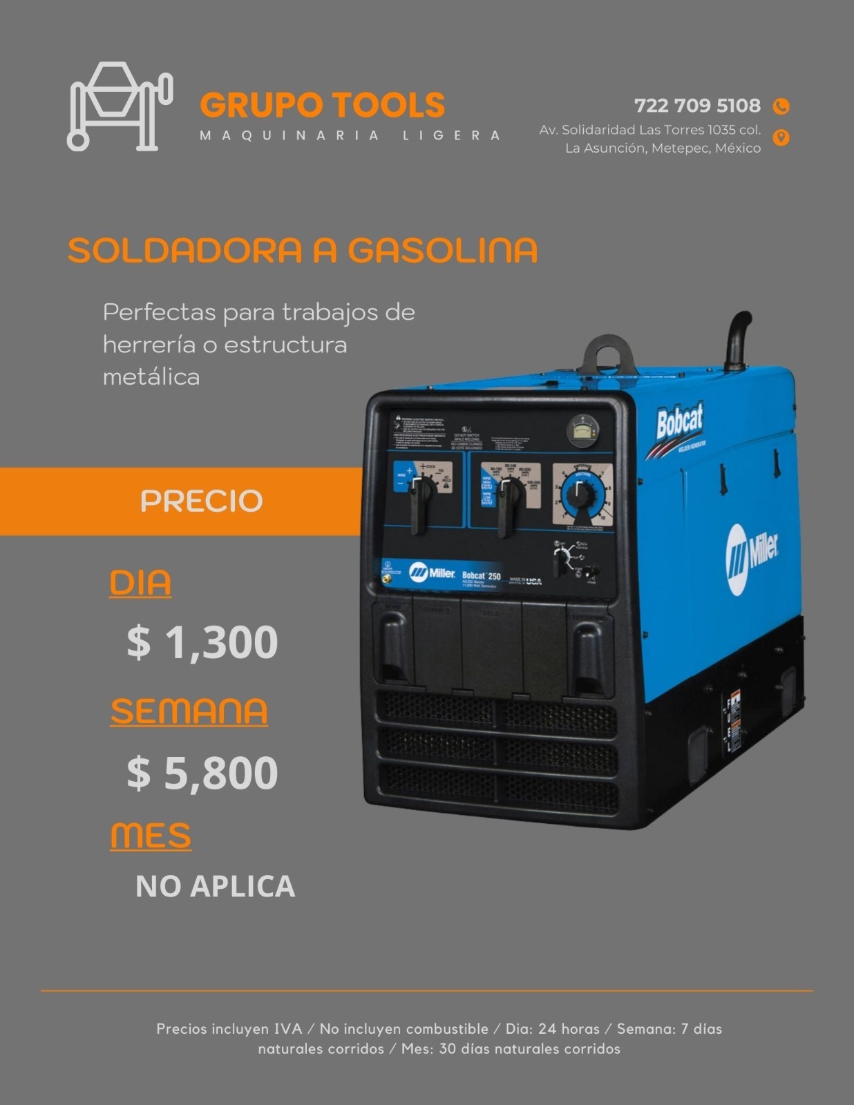 Precio de Renta de Soldadora a Gasolina