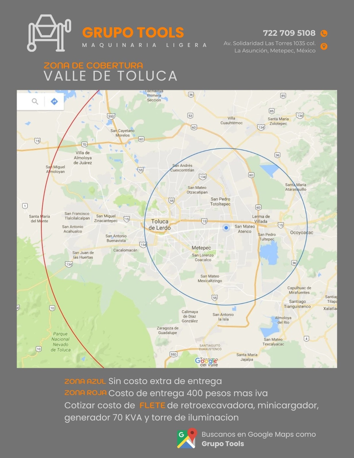 Mapa de Zona de Cobertura de Grupo Tools