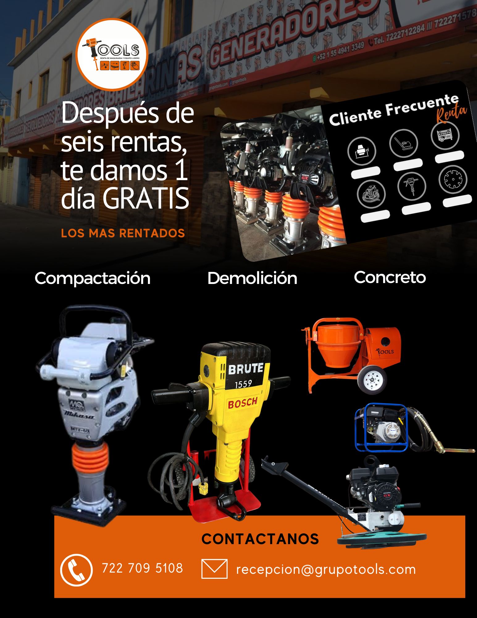 Los equipos mas rentados para construcción de Grupo Tools