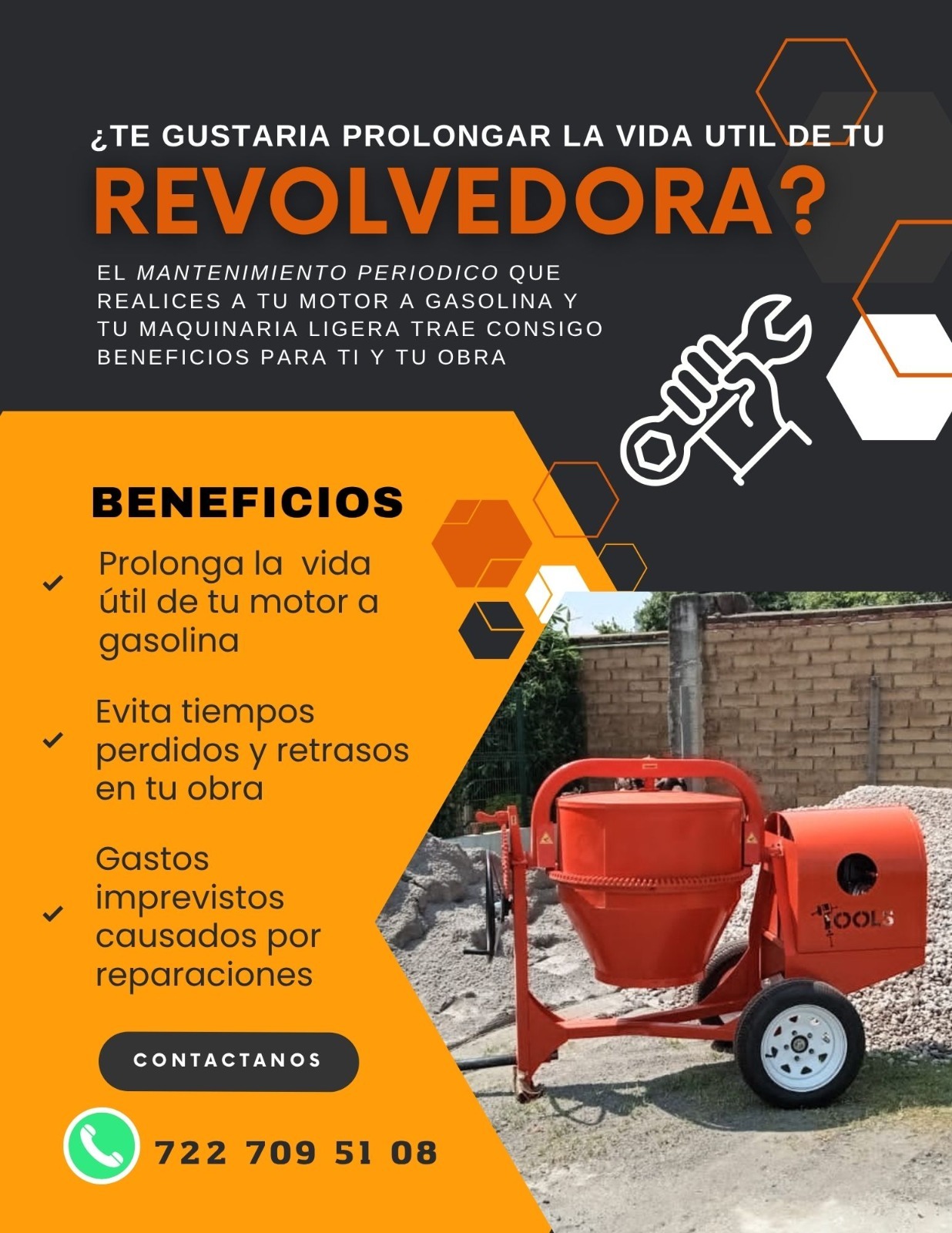 Beneficios del mantenimiento a revolvedoras con motor de gasolina en Toluca