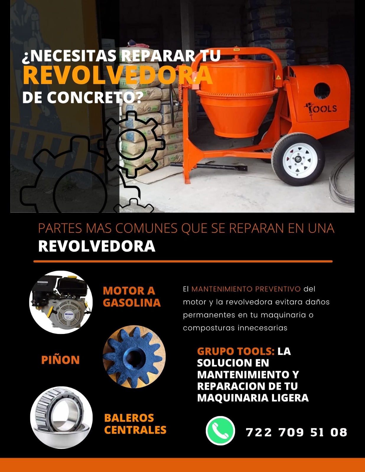 Partes que se pueden reparar en una revolvedora de concreto